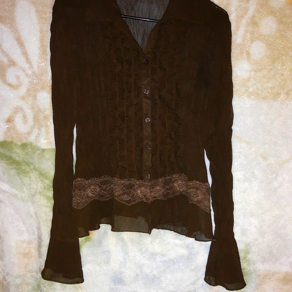 Sheer Blouse with Ruffles